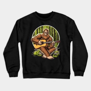 Bigfoot Playing Acoustic Guitar Crewneck Sweatshirt